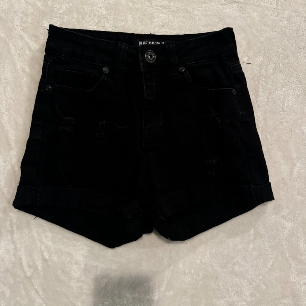 Blue Savvy Black Denim Shorts Distressed Juniors Size 3